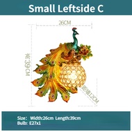 【EX SHOP】 Colorful Peacock Wall Lamp Creative Resin Peacock with LED Crystal Metal Light One Set of 