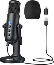 YGiTK USB Microphone PC Condenser Microphone Plug & Play Gaming Microphone with Volume Control & Mut