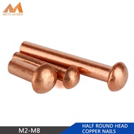 Brass Cup Head Rivet M1.5 M2 M2.5 M3 M4 Copper Pan Head Solid Rivets Half Round Head Rivet Length 3mm-40mm