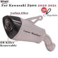 Slip on Motorcycle exhaust carbon fiber muffler middle link pipe escape moto DB Killer Removable For Kawasaki Z900 2020