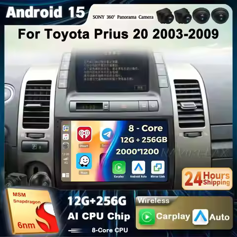 Carplay Autoradio 2 din Android 15 For Toyota Prius 20 2003-2009 Car Radio Multimedia Video Player G