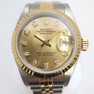 ROLEX 勞力士 Datejust 69173G 鑲鑽 10P SS × YG 組合女士機械腕錶自動上鍊金