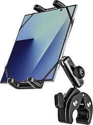 Motorcycle Mount for Z Fold, Sturdy Metal Arm Bike Tablet Holder, [Security Silicone Strap] Bicycle 