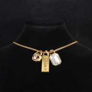 CHANEL(香奈兒)  合金 銘牌水晶方糖 項鏈