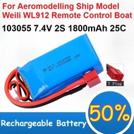 103055 7.4V 2S 1800mAh 25C Lithium Battery for Aeromodelling Ship Model Weili WL912 Remote Control B