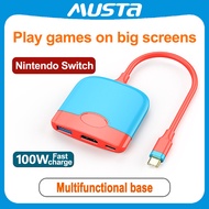 MUSTA  USB Type C OTG 3 In 1ฮับ Type EC เป็น HDMI Dock Nintendo Switch ฐานแบบพกพา HD ตัวแปลงวิดีโอ4K HDMI &amp; PD หัวเปลี่ยนสายชาร์จเร็วด็อค USB USB C เป็น HD อะแดปเตอร์