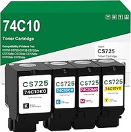 74C10K0 74C10C0 74C10Y0 74C10M0 4 Pack High Yield Remanufactured Toner Cartridges Replacement for Le