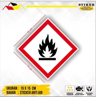 Stiker Label Tanda Simbol Limbah B3 Simbol Mudah Terbakar