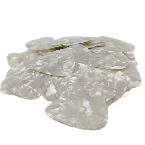 Pearl White Guitar Picks, Pearl White, Celluloid, Pelctrum, Blank White, 200Pcs, Batch, 0.46mm, 0.71