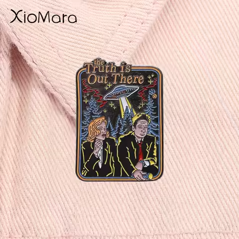 Spooky Sci-fi Movie Inspiration Enamel Pin Truth Is Out There 90s TV Show Brooch Lapel Backpack Badg