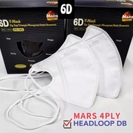 MARS 3D Mask Duckbill Headloop Earloop 6D Mask 4ply 50pcs Monogram Black White Disposable Mask