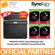 SYNOLOGY DS423 4 Bay DiskStation NAS promotion bundle with 4 x SEAGATE IronWolf Hard Disk. Local 2 Y