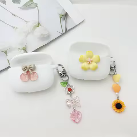 flower/fruit Cover For JBL WAVE BUDS /buds2/WAVE100 Case with keychian Silicone earphone cover for J
