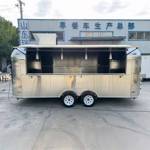 United State Food Truck with Full Kitchen Concession Bbq Food Trailer with Porch Fully Equipped Cust