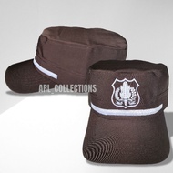 Latest brown security hat with white trim - latest security guard cap - white striped security guard