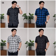 KEMEJA Short flannel shirt men's short shirt/ men's checkered shirt/ men's short flannel shirt/