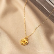 Heart-shaped gift for girlfriend999Cyanide-Free Four-Leaf Clover Gift for Mom Gold3D Pendant Pure Go