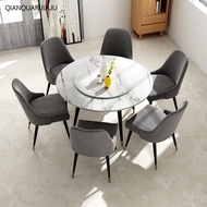 Nordic marble round table chair combination simple with turntable dining table round table household