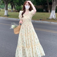 Temperament beach flower dress beach flower dress beach ruffle dress ruffle dress K030