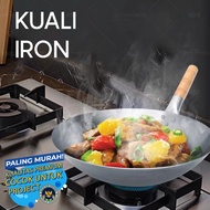 Large Thick Iron Wok Iron Wok Wooden Handle 36cm 42cm 43cm Frying Pan