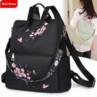 【Ready Stock】 ✒☊ C23 Fashion embroidered backpack women's new Oxford cloth backpack anti-theft large capacity casual small schoolbag travel backpack