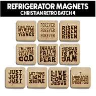 2 X 2 REFRIGERATOR MAGNET RETRO CHRISTIAN BATCH 4 ENGRAVED DESIGN PRAYER QUOTE WOOD MATERIAL