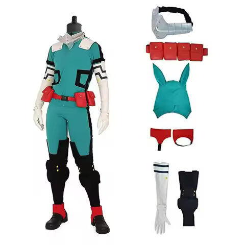 Midoriya Izuku Cosplay Costume Uniform Outfit Green Battle Jumpsuit Full Set, My Hero Academy Cospla