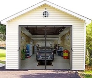 SANJINFON Magnetic Garage Door Screen Kit 8x7 FT - Retractable Mesh Net Screen Door with Fiberglass 