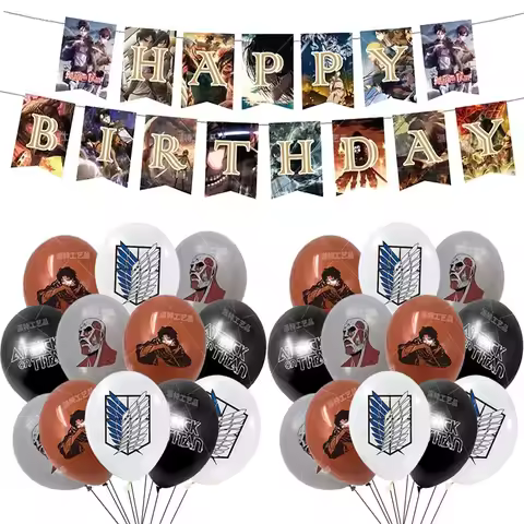 1set Attack on Titan Balloons Cartoon Anime Attack on Titan Mikasa Ackerman Fans Happy Birthday Bann