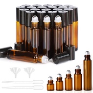 3Pcs/5Pcs 1ml 2ml 3ml 5ml 10ml Amber Glass Roll on Bottle Essential Oil Vials Brown Roller Glass Eo 