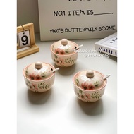 Coral Sea Lard Jar High Temperature Resistant Ceramic Seasoning Jar Meat Oil Jar Kitchen Oil Splash 