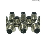 M12 Board Front Plate Rear Installation Connector Flange Socket 4 Pin 5 Core 8 Core Aviation Plug Co