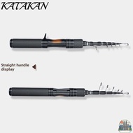 KATAKAN Telescopic Fishing Rod, Carbon Handle Solid Tip Lure Rod, Telescopic 1.5m Length Ultralight 