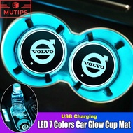 Volvo 7 Color LED Car Cup Mat Pad Light Holder Drink Coaster Pad Car Interior Decoration For XC60 S6