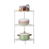 Minimalist 3-Tier Corner Iron Shelf, Multipurpose Shelf, White WEO AC6143