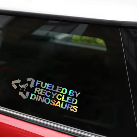 Car Sticker 3D Fashion FUELED BY RECYCLED DINOSAURS Funny Vinyl Stickers Decals JDM Car Styling14cm*