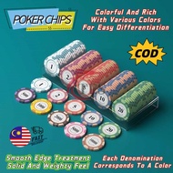 COD 100Pcs Clay Chips Set Premium Poker Chips Mahjong Chips Casino Chip Texas Holdem Chip Poker Game