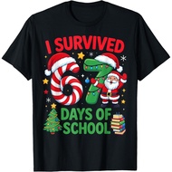 I Survived 67 Days Of School Christmas Candy Cane Adult T-Shirt Unisex Tee