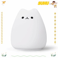 SUHU LED Night Light, Battery Powered 7 Colors Night Lamp, Cute Breathing Mode Cat Tap Control Night