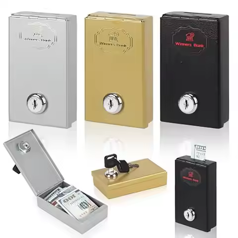 New Metal Cash Box Pocket Sized with Key Money Safe Reusable Mini Lock Box
