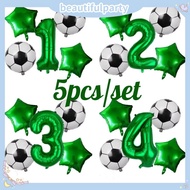 Green Soccer Balloon Number Set - 5Pcs Foil Balloon Kit for Kids Birthday Party Decor