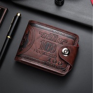 Vintage 100 US Dollar Pattern Mens Wallets Hasp Multi-Functional Leather Wallet Zipper Money Bag Dai