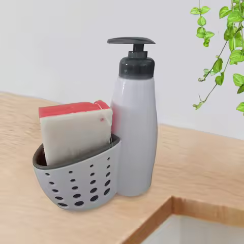 2 in 1 Soap Dispenser Dishwashing Container Practical Liquid Pump Dispenser Container for Countertop
