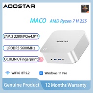 AOOSTAR MACO AMD R7 H255 MINI PC LPDDR5 128GB M.2 2280 Oculink Built-in Fingerprint Login Office Gam
