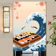 1pc Japanese wave sushi door curtain Ukiyo-e style fabric partition curtain Japanese food store deco