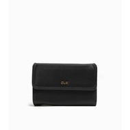 CLN Cate Tri-fold Wallet with Pin Snap Closure 1 Photo Slot 10 Card Slots
