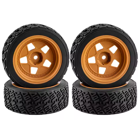 RC On-Road Tire and Wheel Set with 12mm Hex for 1/10 Touring Car Tamiya TT-01, TT-02, Kyosho FW-06 (