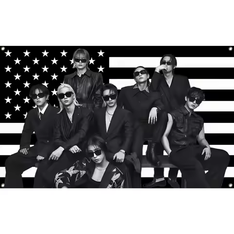 STRAY Members Magazine Flag SKZ Kpop Flag Stray Tour Polyester For Room Dorm Wall Decor