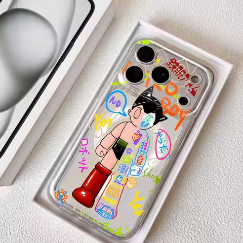 Classic Anime A-Astro B-Boy Phone Case For iPhone 17 16 15 14 13 12 Pro Max Plus Magnetic Crystal Cl