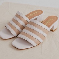 濾鏡修飾方頭粗跟拖鞋 友善尺碼37-45_白